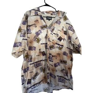 Resistol Rodeo Gear Mens Multi Color Graphic Print Button Up Short Sleeve Sz XL